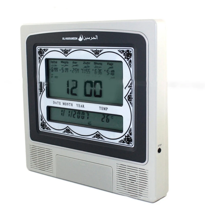 

QX2B Alarm Prayer Clock Digital Reminder Wall Clock Azan Table Alarm Clock Muslim Prayer Decorative Clock Temp Display