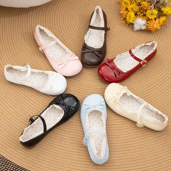 Women Flats Fashion Shoes Spring New Round Shallow Loafers Buckle Soft Sole Non-slip Sneakers Women Mouth Butterfly Knot Metal 1
