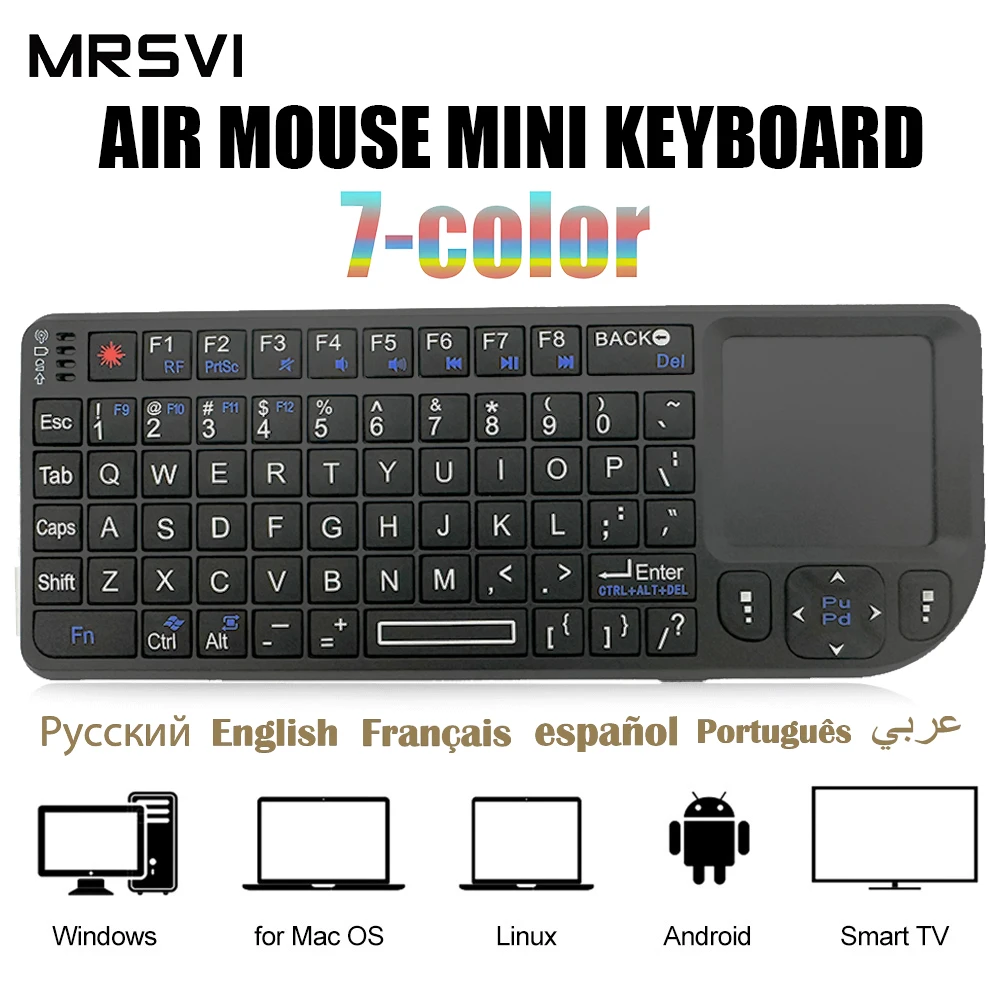 Mini Tastiera Touchpad Wireless A8 Telecomando Air Mouse 2.4G Con Puntatore Laser Arabo Per Android Tv Box/Mac/Windows/Htpc