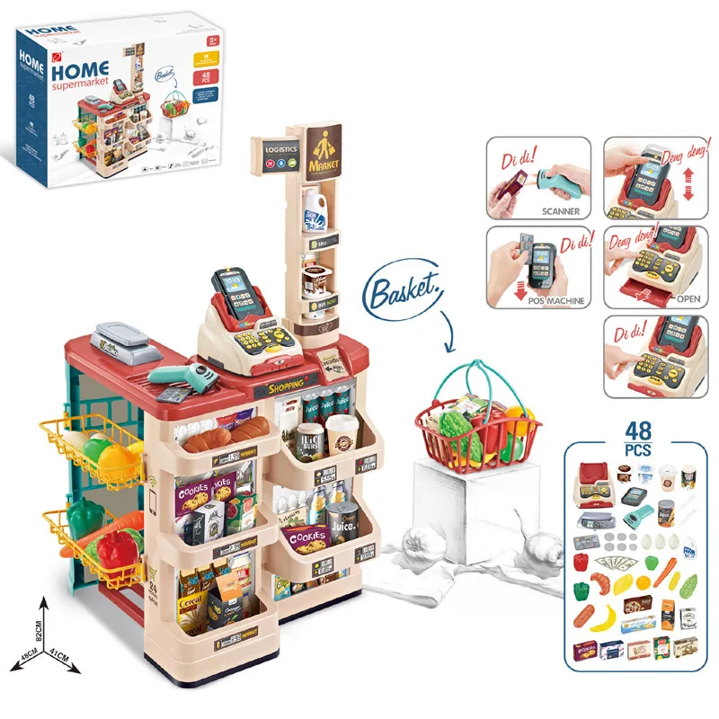 Children's Puzzle Girl Simulation Supermarket Cash Register Electric Multifunctional Parent-Child festival birthday Kid gift Toy 5