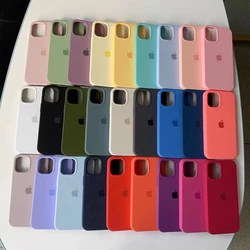 Original Official Silicone Phone Cases for iPhone 11 12 13 14 15 Pro Max Skin for Apple iPhone 15 Plus 13 14 11 Full Cover case