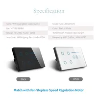 Melery สวิทช์พัดลมความเร็วสวิทช์ Wifi สมาร์ท Tuya Light 4Gang Glass Touch Sensor Panel Power Monitor ระยะไกล Alexa Google Home 2