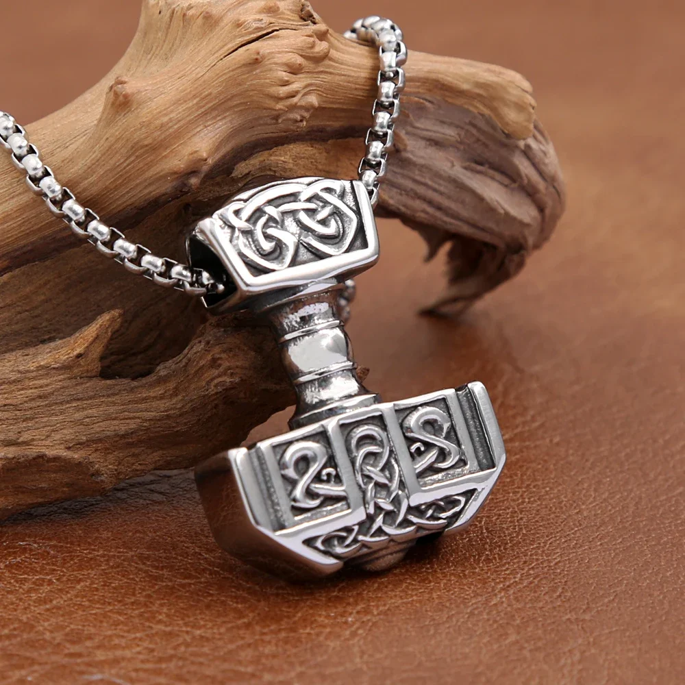Collana con pendente Thor Hammer MJOLNIR in acciaio