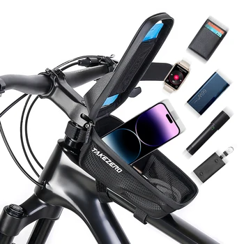 Borsa da bicicletta borsa da ciclismo impermeabile con Touch Screen borsa anteriore per cellulare da bicicletta custodia per telefono da 4.7-6.8 pollici accessori per bici