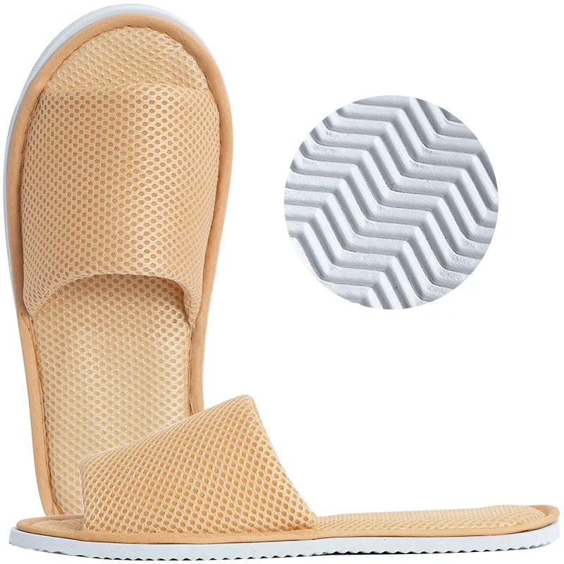 5Pairs/Lot Men Women Disposable Slippers Hotel Open Toe Mesh Slides Non-slip Travel Indoor Spa Guest Slipper Light Portabl