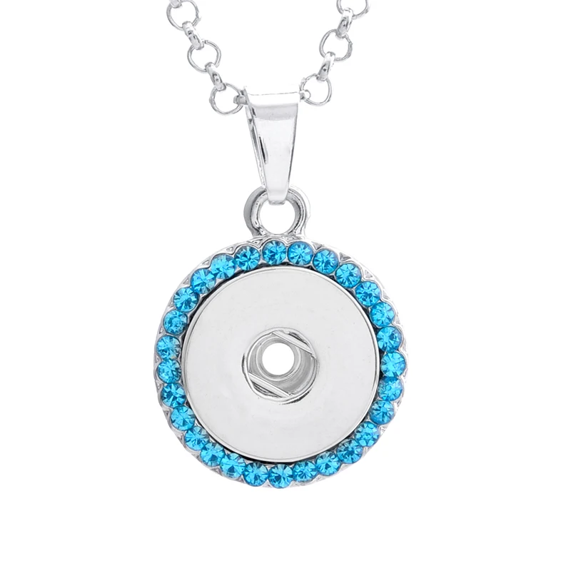 10pcs Round Shape Rhinestone Snap Button Pendant Necklace Fit DIY 18mm Metal Snaps Buttons Jewelry