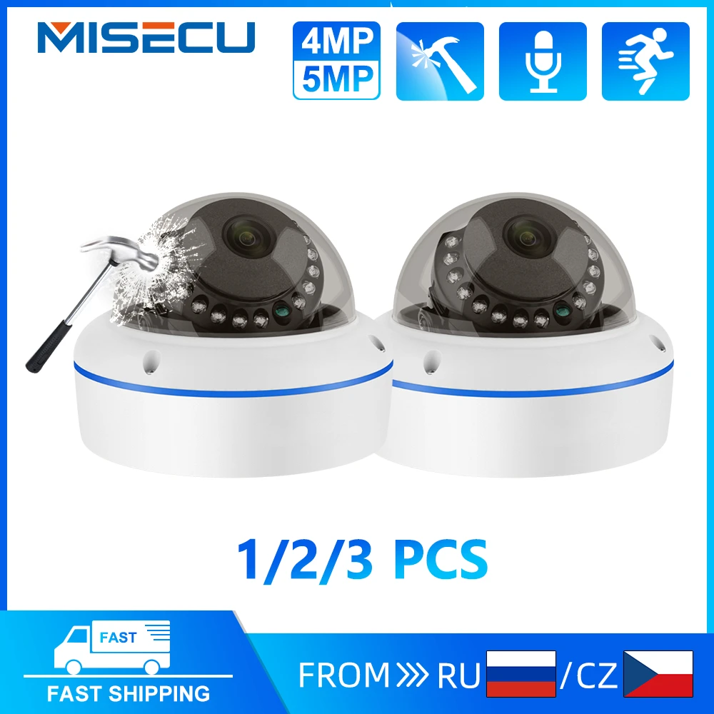 Misecu HD 5MP 4MP H.265 POE IP Camera Home Security Protection 1/2/3/4 PCS Vandalproof Dome Security Home Surveillance Cameras