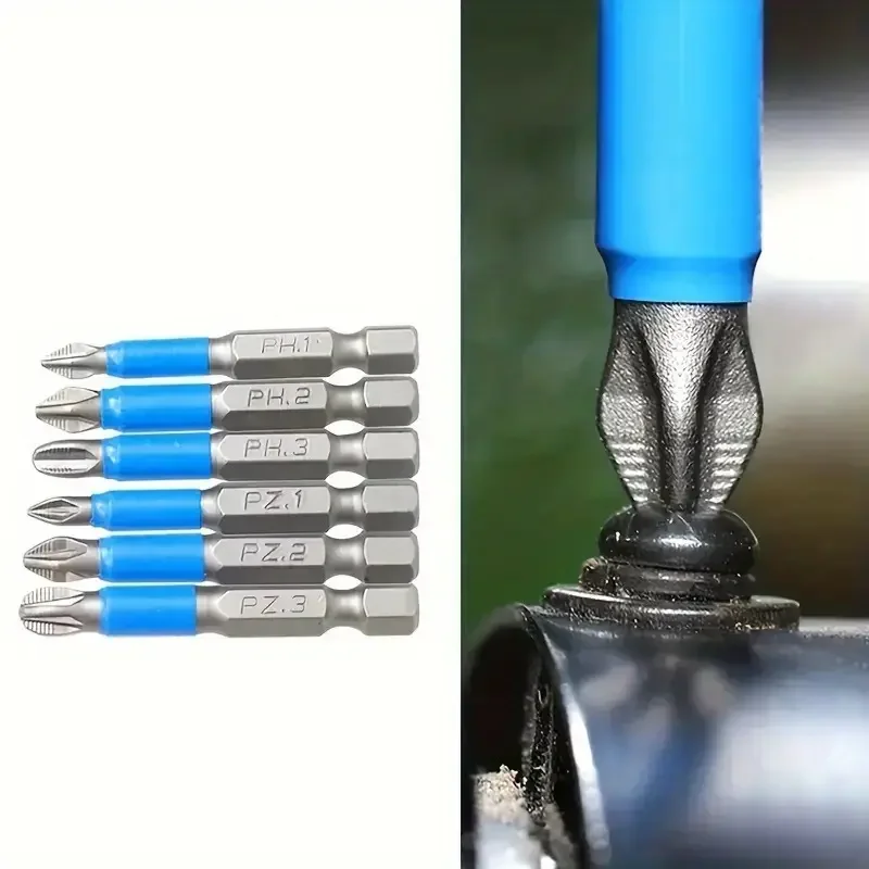 6pc Sechseckigen Griff Anti Skid Elektrische Schraubendreher Holzbearbeitung Kreuz Schraubendreher Werkzeug Set PH1 PH2 PH3 PZ1 PZ2 PZ3 – Detail 7