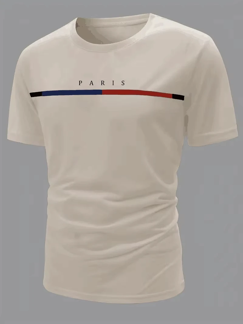 Men T-shirt Paris Theme Pattern Print Men's Comfortable T-shirt Pattern T-shirt Men's Summer Wear Men's Clothing