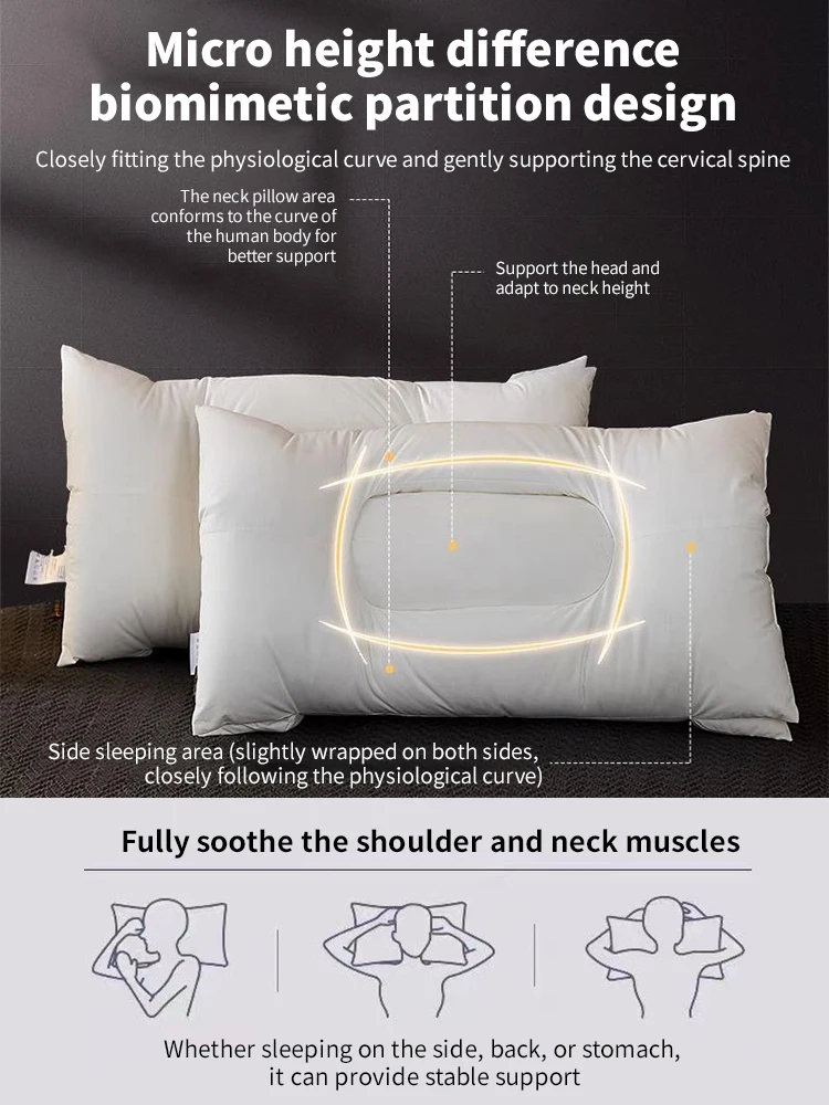 Soft Feather Velvet Pillow Relaxing Cervical Orthopedic Sleeping Neck Pain Relief Help Sleep Pillows 5