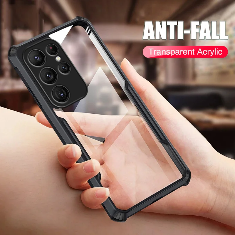 Samung S 23 Ultra Custodia Cover Posteriore In Acrilico Trasparente Con Cornice Morbida Per Samsung Galaxy S23Ultra S23 Ultra 23 Ultra Fotocamera Anti