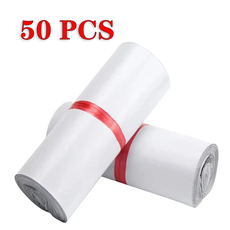 Sacs d'expédition auto-adhésifs blancs, enveloppes imperméables pour petites entreprises, Boutique de vêtements, 50 paquets