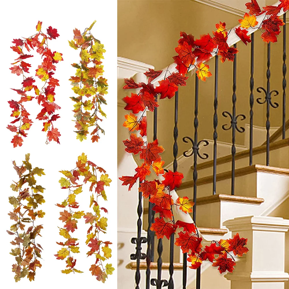 

170cm Artificial Autumn Fall Maple Leaves Garland Hanging Plant For Wedding Party Decoration Autumn Leaves Photography Props