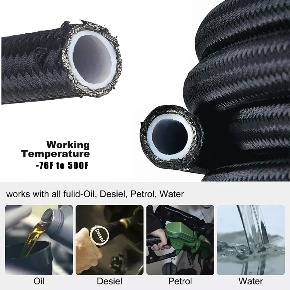 High-Performance PTFE Fuel Line - 10FT Oil & Gas Cooler Hose