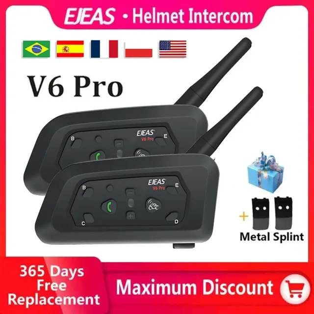 EJEAS V6 PRO Bluetooth Motorcycle Helmet Intercom Headset 1