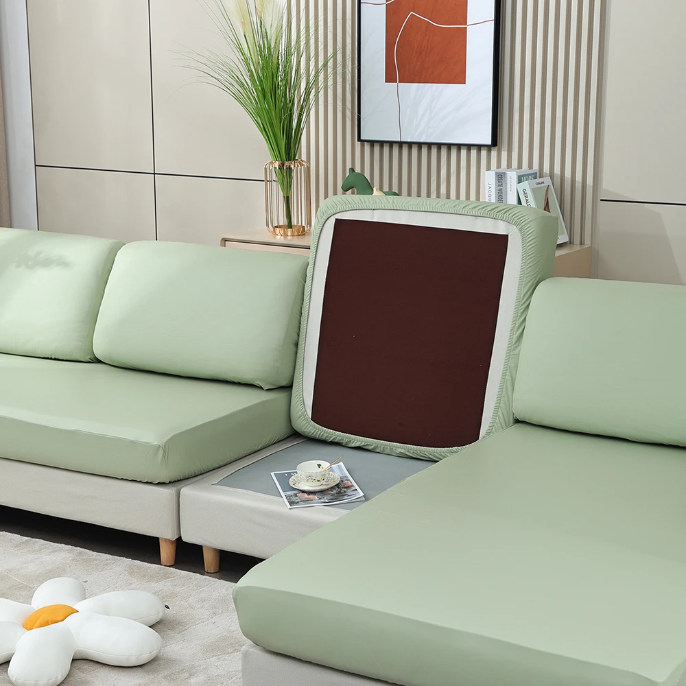 PU Leather Waterproof Sofa Cover For Living Room Solid Color Stretch Couch Seat Cushion Slipcover L Shape Corner Armchair Covers 2