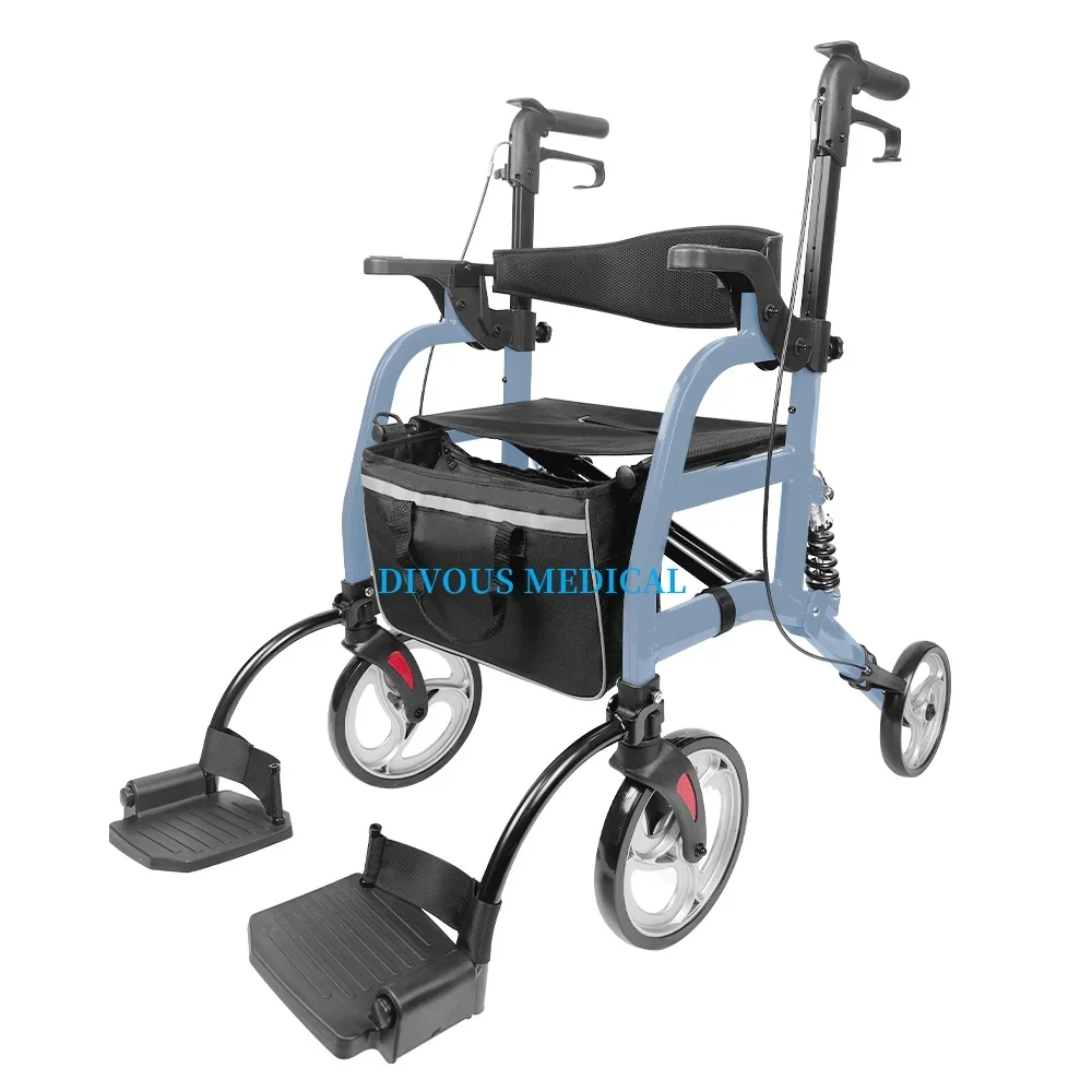 New 4 Wheels Folding Wheelchair Rollator For Elderly People Foldable Rehabilitation Walkers for Disabled Adults