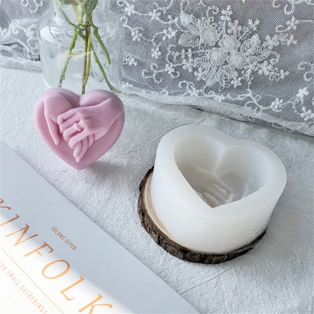 1pc, Hand In Hand Heart shaped Scented Candle Silicone Mold, Soap Mold Clay  Mold For DIY