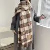 New Anime Mouse Scarf Winter Mickey Mouse Head Scarf Women's Shawl Retro Dress Fashion Checkered Scarf Girl Gift 2025 1