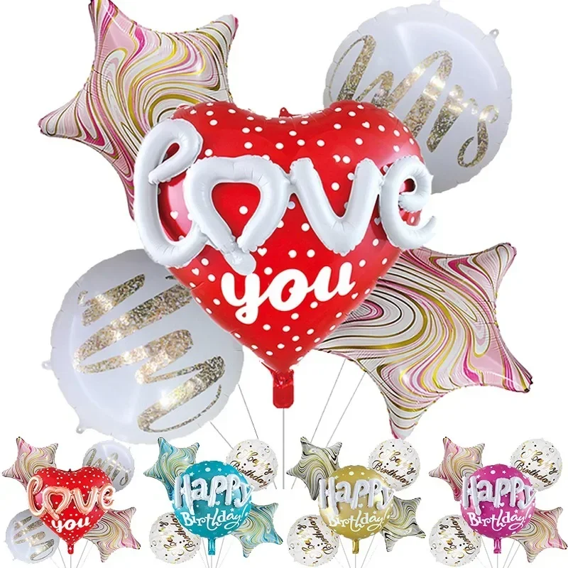 

New I Love You Heart Foil Balloons Happy Birthday Helium Balloon Globos for Wedding Party Valentines Day Decoration Supplies