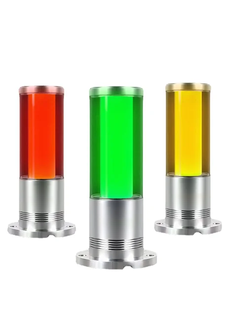 Tricolor In 1 Layer Acousto-optic Signal Tower Light Aluminum Alarm 24V LED Cylindrical Warning Machine Light For Industrial