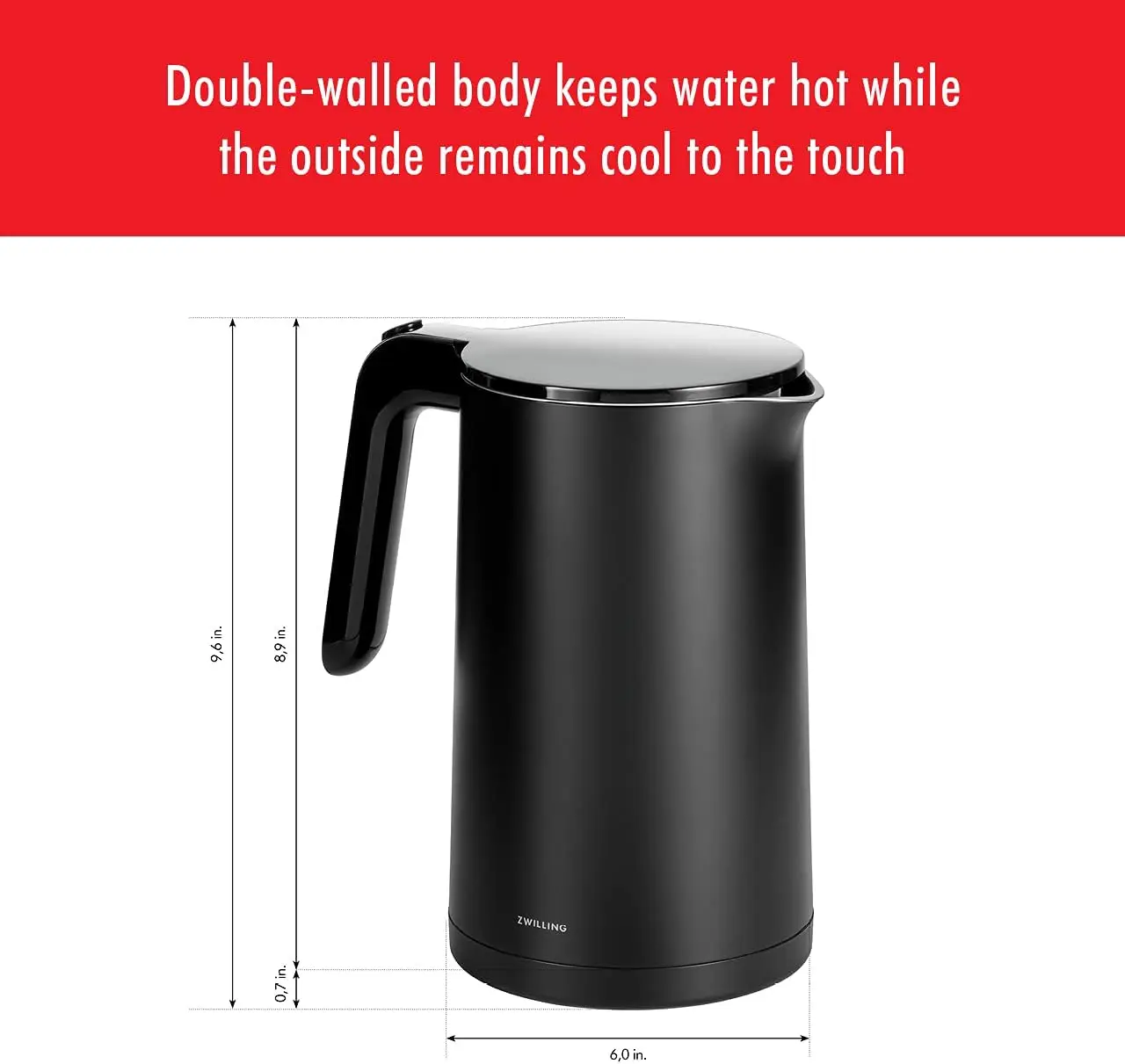 Enfinigy 1.5-Liter Cool Touch Stainless Steel Electric Kettle Pro, Tea Kettle, White