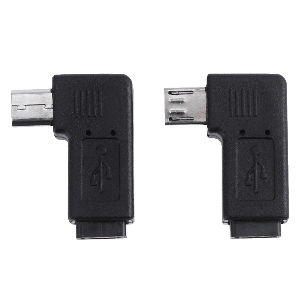 2개입 마이크로 USB 암-수 커넥터 좌우 90도 각도 마이크로 USB-마이크로 USB 엘보 컨버터