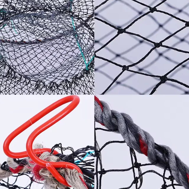 1Pcs Folding Round Nylon Mesh Metal Frame Collapsible Crayfish Crab Fish Trap Net Shrimp Lobster Cage Fishing Tackle Accessory 4
