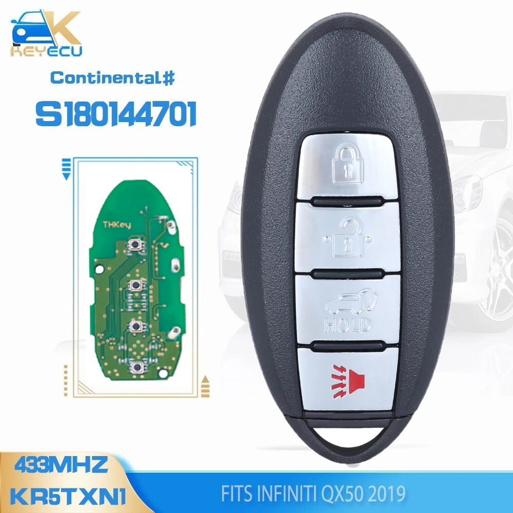 

KEYECU S180144701 Smart Remote Key Keyless Fob 4 Button for Infiniti QX50 2019 433.92MHz KR5TXN1