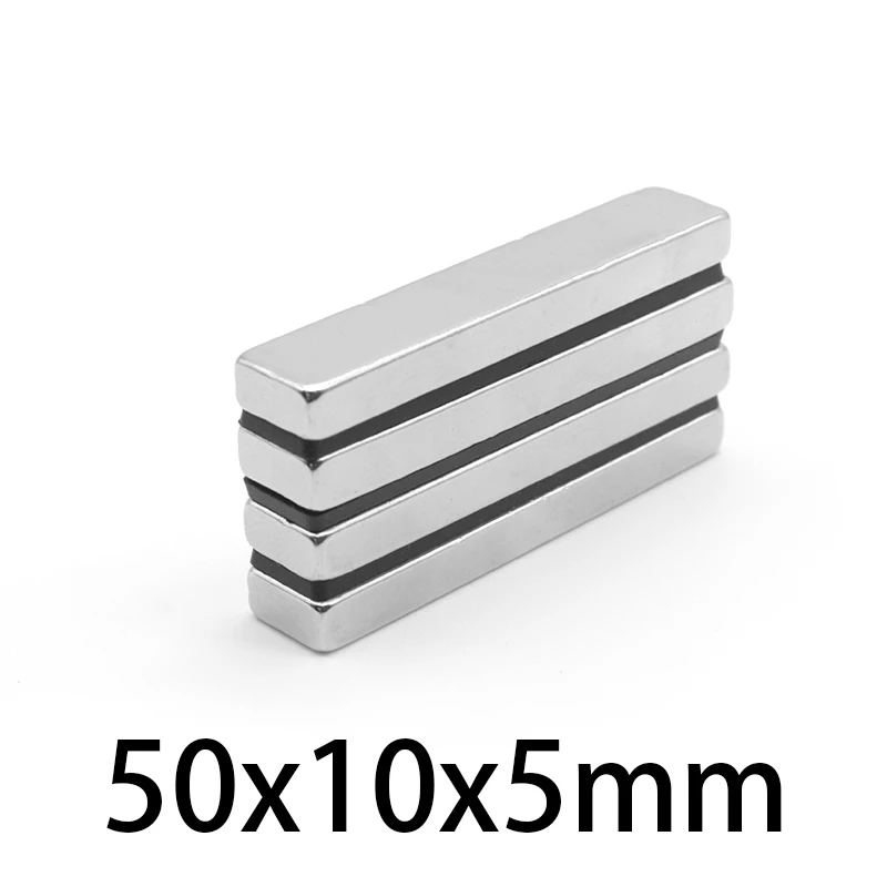 1/2/5/10/15/20 Pz 50X10X5Mm Blocco Spesso Magnete Terre Rare N35 Magneti Quadrati Al Neodimio 50X10X5 Magnete Permanente Ndfeb 50*10*5