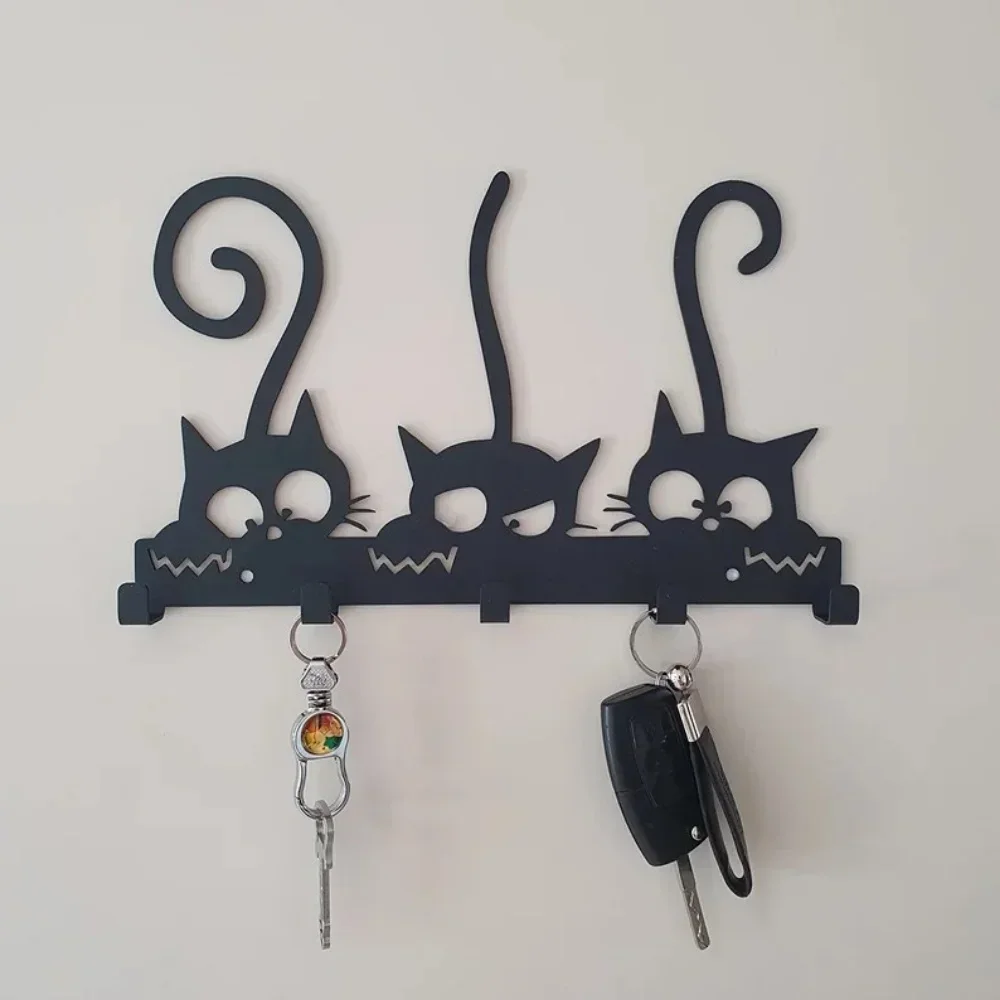Wall Mounted Coat Rack Vintage Black Metal Key Holder Wall Hooks for Clothes & Hats Stylish Wall Hanger Elegant Artwork 3