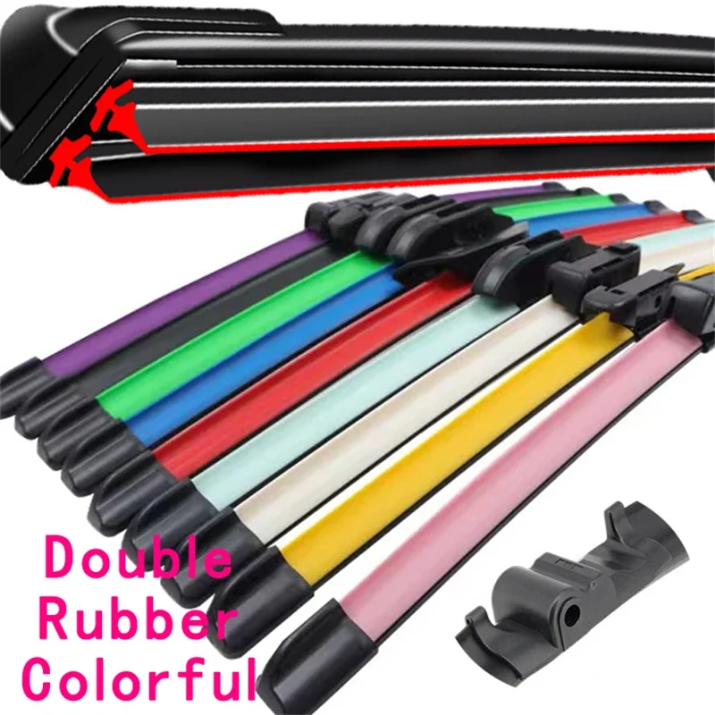 

Colorful SIDE PIN Car Windshield Wiper blades Universal Soft Double layer Rubber Frameless Bracketless 16" 19" 20" 22" 24"26"30"