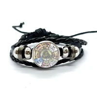 Witch Knot Pagan Wheel of The Year Theme Bracelets Pentagram Protection Star Amulets Glass Dome Leather Bracelet Bangle Gift 1