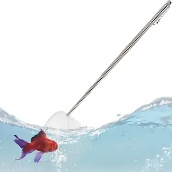 Retractable Fish Net Aquarium Cleaning 3D Stainless Steel Pocket Shrimp Catching Fish Tank Cleaning Net For Small Pond And Pool