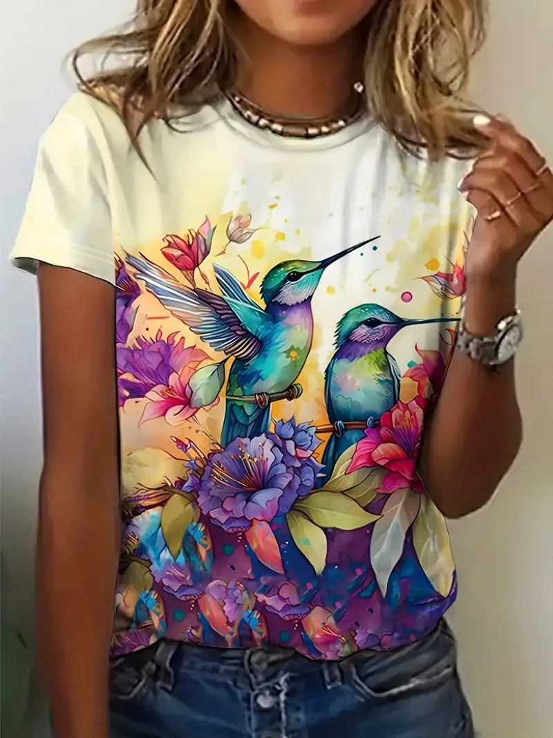 أزياء 3D فراشة طباعة الصيف عارضة س الرقبة قصيرة الأكمام kawaii الفتيات تي شيرت الملابس النسائية