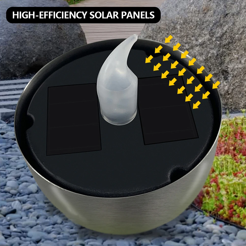 1Pc Solar Flameless Lights Outdoor Stainless Steel LED Candle Light Waterproof Lawn Lamps Wedding Birthday Party Decorations