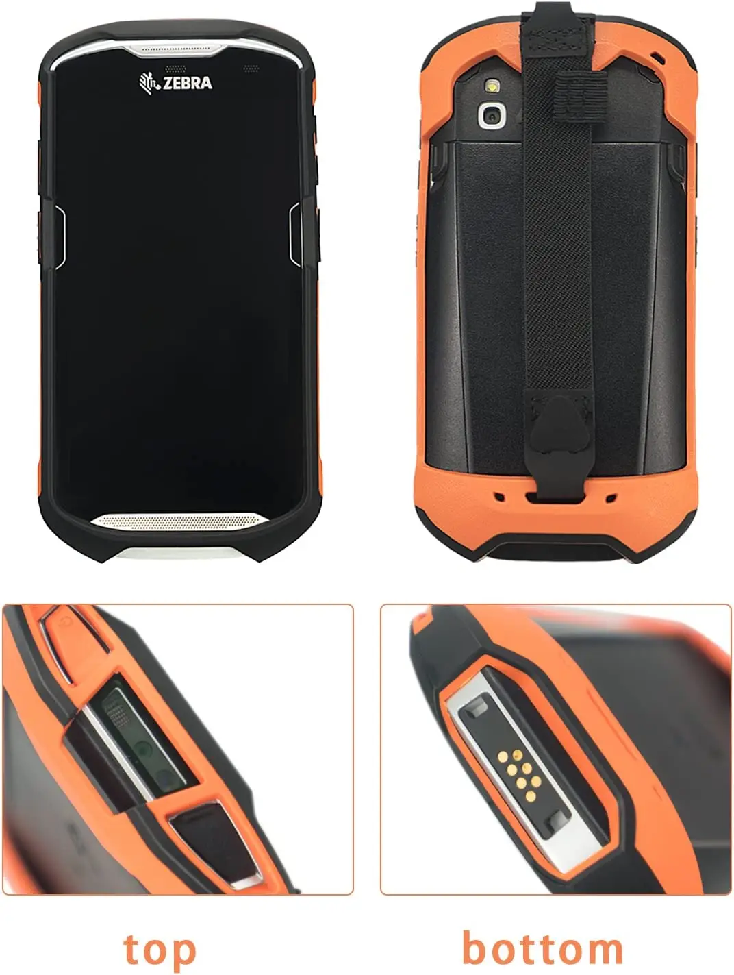 Protective Cover Case Rugged Boot with Hand Strap for Zebra TC51 TC52 TC56  TC57 TC510K,Scanner Accessories (Orange)