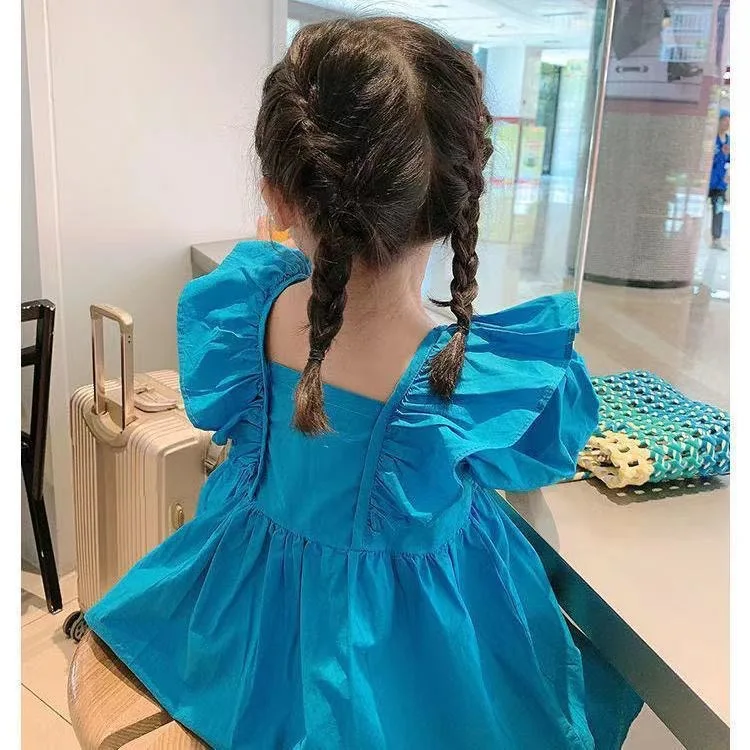 Kinder kleid 2024 neue Mädchen Sommer mode Blase Ärmel Bogen einz eilig Kragen Kleid Säugling Prinzessin Kleid 0-6 Jahre alt – Detail 22