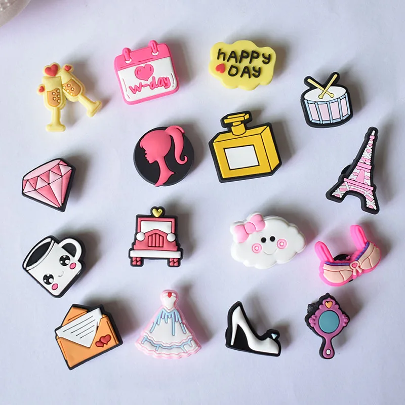CSBL Shoe Accessories Removable Shoe Ornament Shoe Buckle Cute Cartoon Girl Eva Sandals PVC Crocses Charm Kids Women