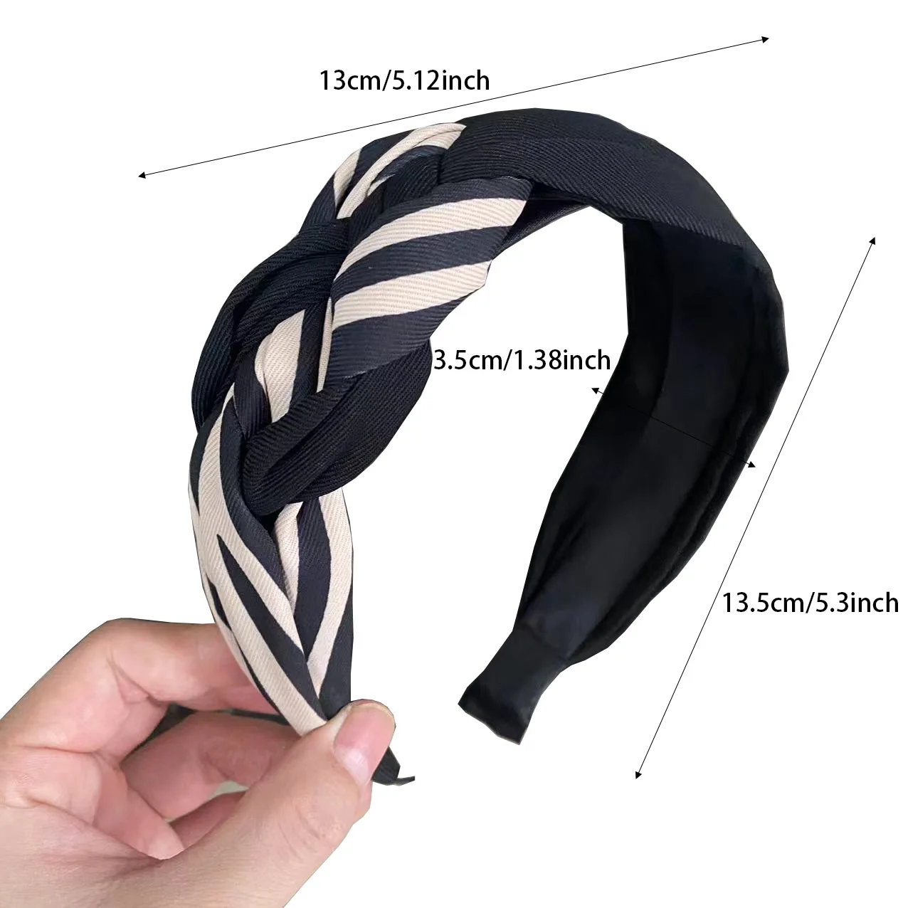 Handgeflochtenes Twist-Stirnband mit breitem Rand, rutschfestes Haarband, Damen-Haarschmuck – Detail 4