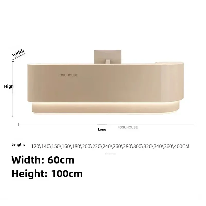 Nordic Curved Paint Reception Desks Company Bar Front Desk Wooden Cashier Modern Office Furniture Beauty Salon Reception Counter
