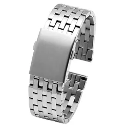 Men's Stainless Steel Metal Watch Strap Bracelet, Solid Wristband for 22mm (B Silver)