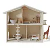 New Arrival 2 Floors Baby Pretend Role Play Big Wooden Kids Doll House For Girls 3+ 1