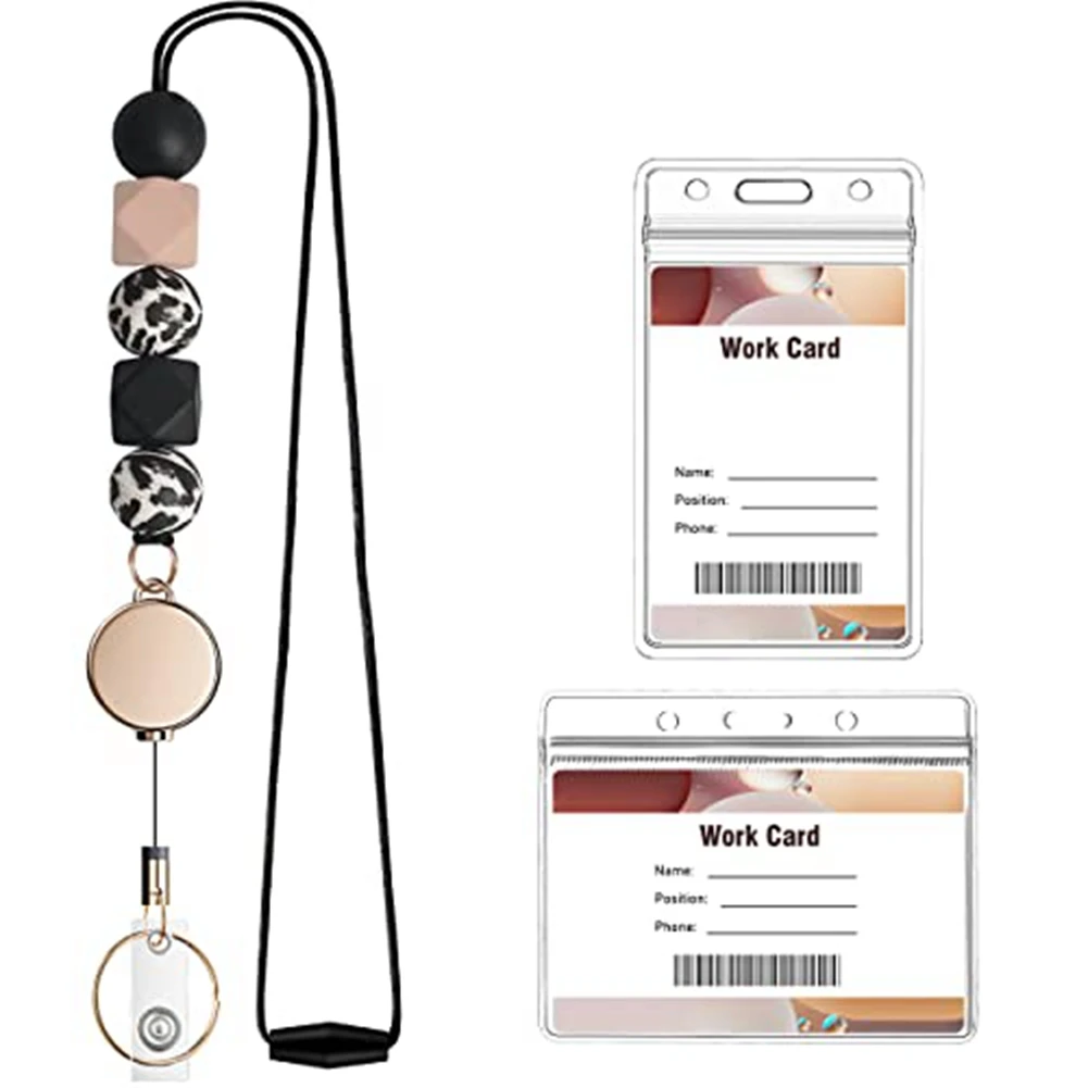 

Retractable Lanyard with Badge Clip, Cute Teacher Lanyard, for ID Card and Key, for Women,Nurses,with 2 Waterproof Clips