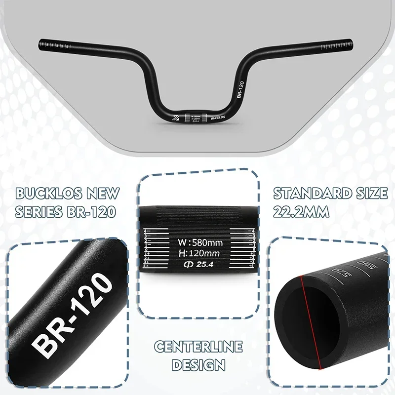 Folding Bike Handlebar 25.4mm Aluminum Hi-Rise 120/160mm Bicycle Swallow Riser B