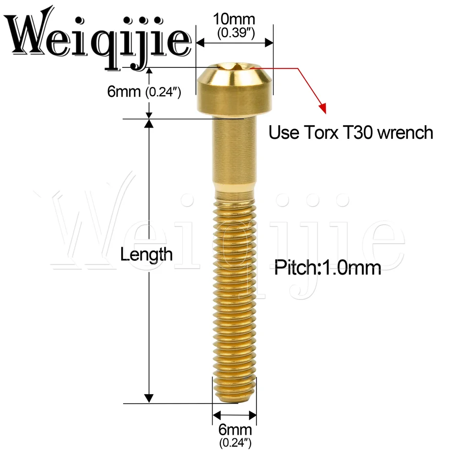 4 Boulons Titane M6x10mm Ton Or – Universels Pour Vélo/moto, Alliage Uxcell, Neufs