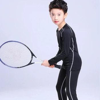 Children's sports suit sweat absorbing and breathable tight fitting football long sleeved quick drying running thin fitness suit 2