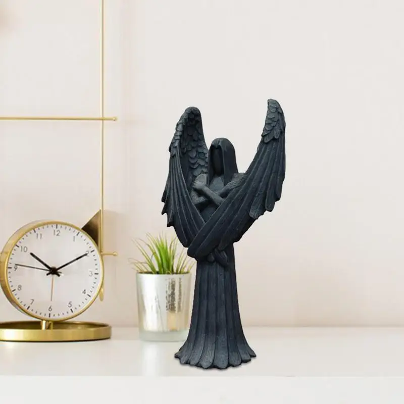 

Dark Angel Sculpture Desktop Resin Crafts Angel Statue Ornament Aesthetic Dark Praying Angel Sculpture Home Decoration Figures