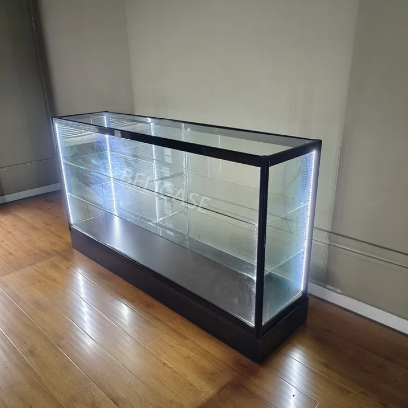 커스텀. LED 조명 유리 디스플레이 캐비닛, 소매 스모크 S용 쇼케이스, 전체 보기, 6 피트, 경제적인 유리 디스플레이 캐비닛