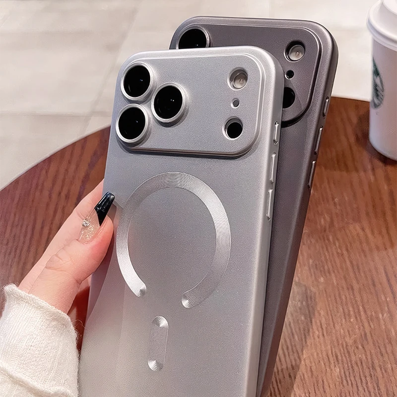 Luxury Matte Magnetic Wireless Charging Case with Glass Lens Protector